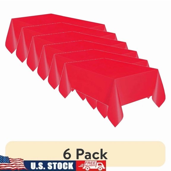 ELARA- 6 Pack Rectangular Plastic Table Cover Waterproof Disposable Party Tableware New
