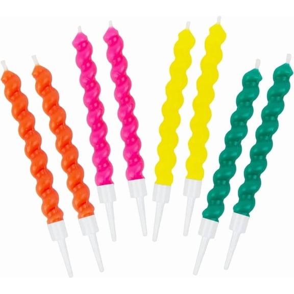 ELARA- 8 X Colorful Rainbow Birthday Cake Candles With Holders | Fun Cupcake Topper Dec