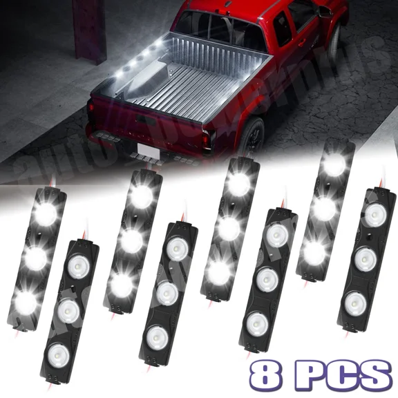 ELARA- 8Pcs Led Truck Bed Lights 24 Pod Kit For Dodge Chevy Toyota Pickup Accessories