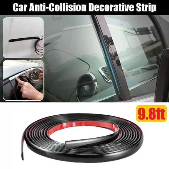 ELARA- 9.8Ft Car Side Door Chrome Strip Bumper Protector Trim Tape Sticker Accessories