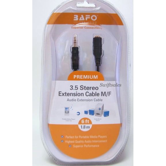 ELARA- Bafo Premium 24K Gold Plated 3.5Mm Stereo Audio M/F Extension Cable 6' 6Ft