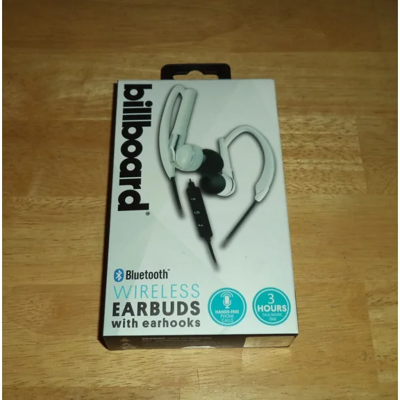 ELARA- Billboard Bluetooth Wireless Earbuds With Earhooks White Mg508 *New*