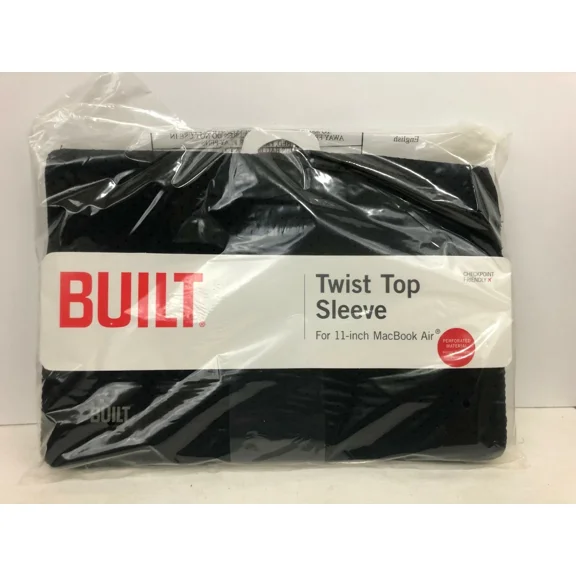 ELARA- Built Twist Top Sleeve For 11 Inch Macbook Air Black New Checkpoint Friendly