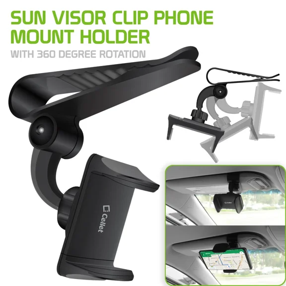 ELARA- Cellet Sun Visor Clip Phone Mount Holder With 360 Degree Rotation