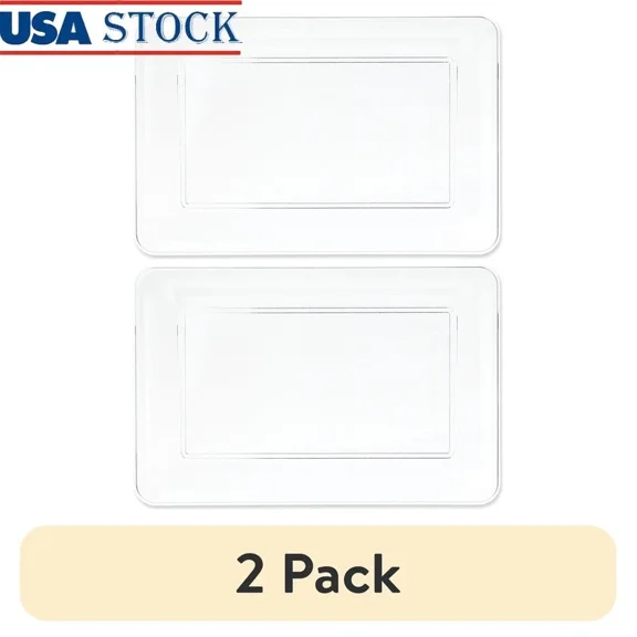 ELARA- Clear Rectangular Plastic Serving Tray 14 Inch Snacks Appetizers Desserts Party