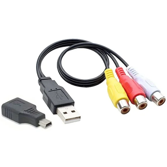 ELARA- Composite Rca Av Female To Mini Usb Male Adapter Cable For Camera Stb Tv Sticks