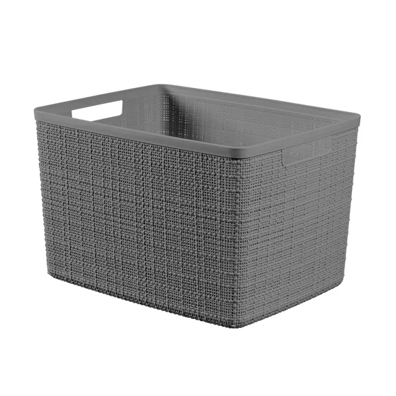 ELARA- Curver Jute Large Grey Storage Basket