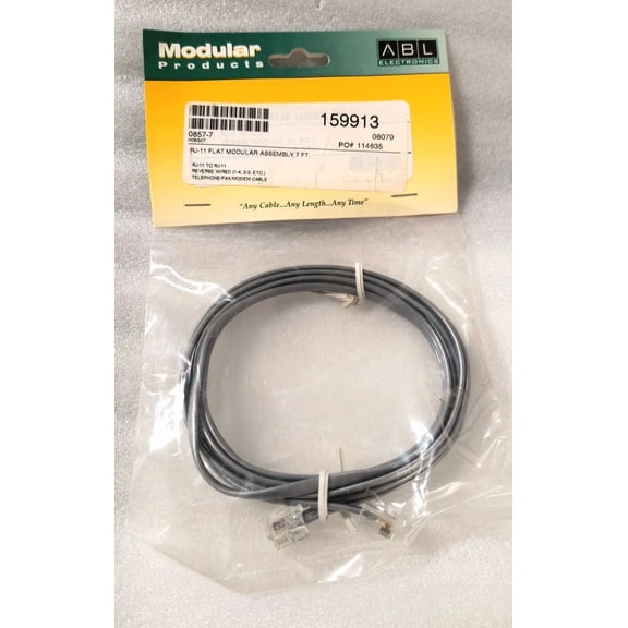 ELARA- Dealer Pack 10 Units Abl Electornics Rj-11 Phone Cable 7 Feet Retail Rm4-Bin14