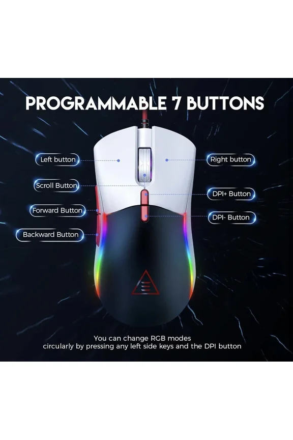 - Eksa Em200 Customizable Gaming Mouse 1200 Dpi 2 Covers (Black & White) New