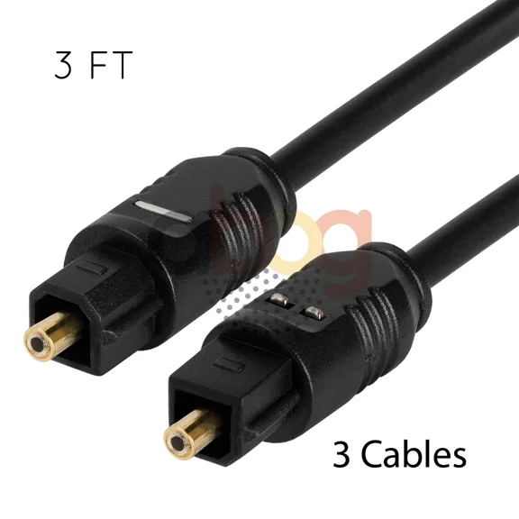 ELARA- Fiber Optic Cable 3 Pcs 3 Feet Toslink Digital Audio Soundbar Spdif Optical Cord