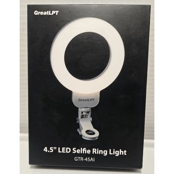 ELARA- Greatlpt Clip On 4.5" Selfie Ring Light 3 Color, Dimmable, Rechargeable