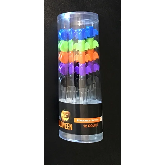 ELARA- Halloween Party Favors 12 Count Stackable Crayons Bat Shape Goody Bag Filler