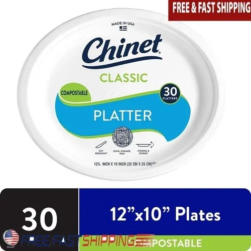 ELARA- Heavy Duty Disposable Paper Platters 30 Count Leak Resistant Party Plates New