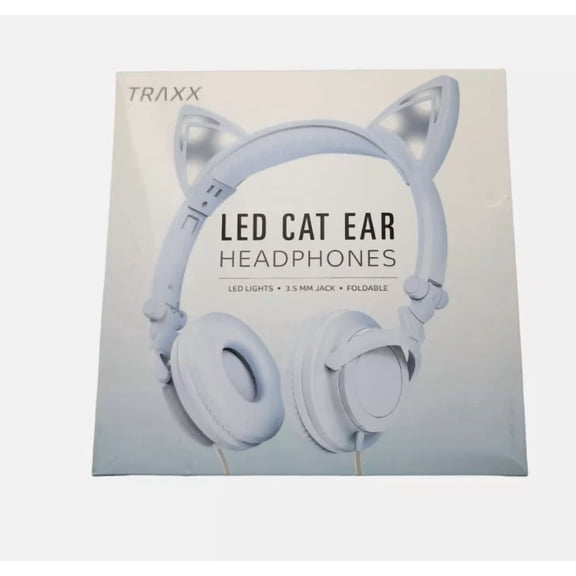 ELARA- Kids Headphone On-Ear Wired Led Light Foldable Cat Ears Headsets