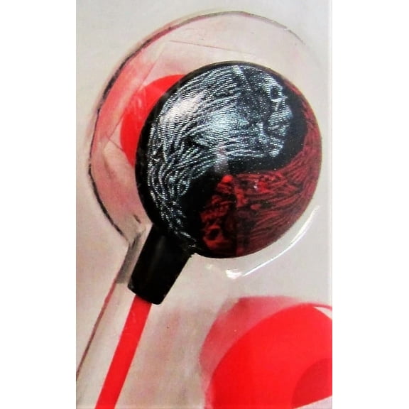 ELARA- Lot Of 2 Ear Buds Live Wire Skulls Ying Yang In-Ear Digitat Dclw206 Black/Red