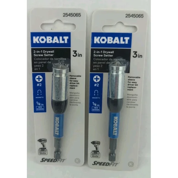 ELARA- Lot Of (2) Kobalt Magnetic Drywall Screw Setter Impact Grade 3" Long #2 Phillips