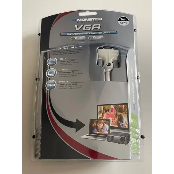 ELARA- Monster 16 Ft High Performance Vga Cable 2048X1536 Resolution Refresh Rate 85 Hz