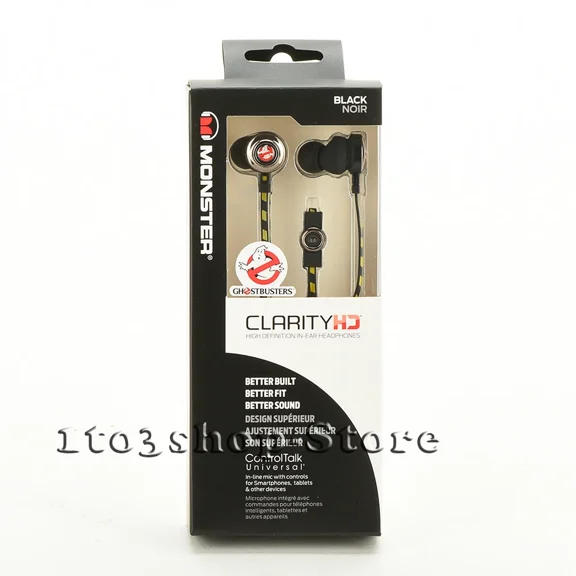 ELARA- Monster Ghostbusters Headphones Clarity Hd In Ear Bud Headset W/Mic Remote Black