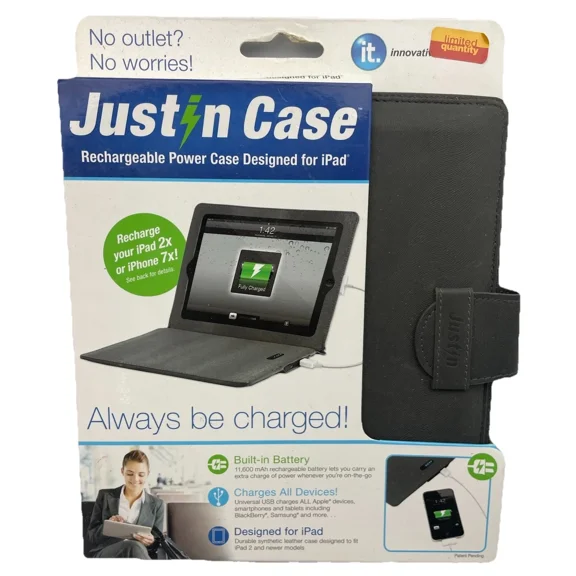 ELARA- New Just In Case Grey Ultra-Slim Charging Case - Ipad (Generations 1, 2, 3, & 4)