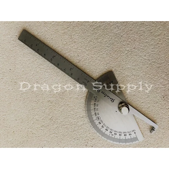 ELARA- New Sae Stainless Steel Rotary Protractor Angle Rule Gauge Machinist Tool