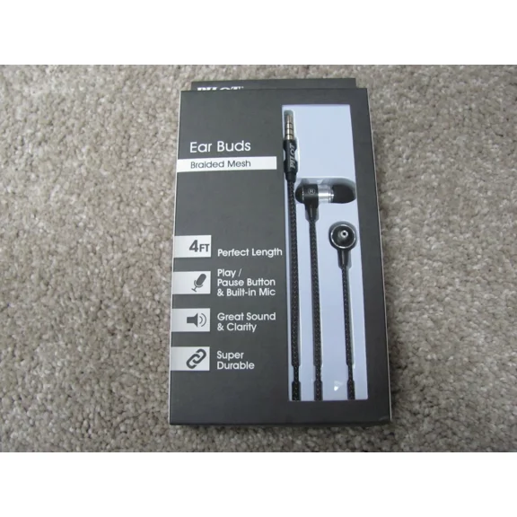 ELARA- Pilot Braided Mesh Earbuds With Play/Pause Button And Built-In Mic Ca-4524E-Eb
