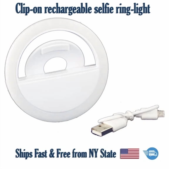 ELARA- Portable Led Selfie Ring Light Rechargeable Flash Clip For Phone Tablet Camera
