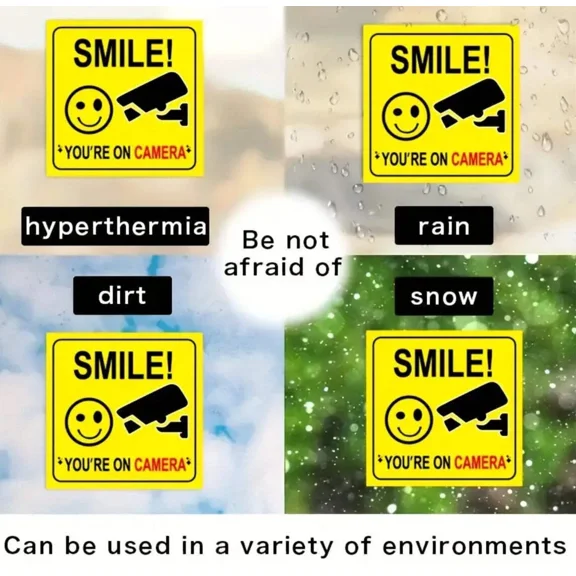ELARA- 5 Pc Smile Video Surveillance Safety Signs, Clearly Visible Camera Warning Signs