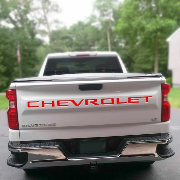 ELARA- Red Tailgate Insert Letters Decal Vinyl Stickers For Chevrolet Silverado 2019-21