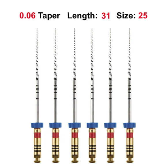 ELARA- Rotary Files Root Canal File .06 31Mm #25 "Red" 6/Pk Nickel Titanium Niti Tapers