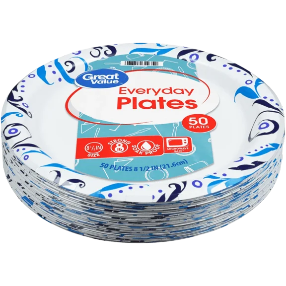 ELARA- Soak-Proof, Microwave Safe, Disposable Paper Plates, 10 Inch, Patterned,50 Count