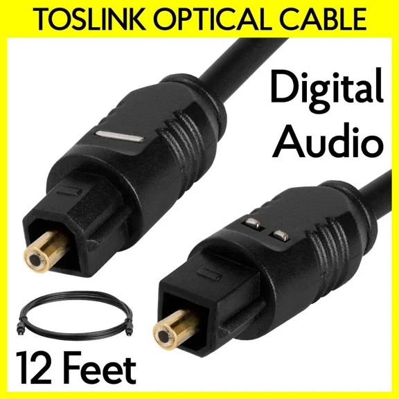 ELARA- Toslink Optical Cable 12 Feet Optic Fiber Audio Cord Spdif Male To Male Cable