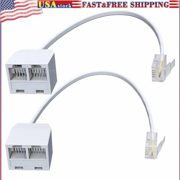 ELARA- Two Way Telephone Splitters Rj11 Male To Dual Female Cable 6P4C For Landline