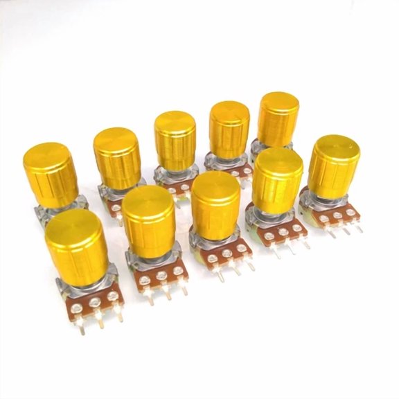 ELARA- Us Stock 10 Units 100K B100K Ohm Linear Taper Rotary Potentiometer Pot Gold Knob