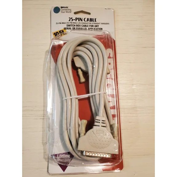 ELARA- Woods 25 Pin Male To Male Serial Or Parallel Cable 10Ft Feet #5984