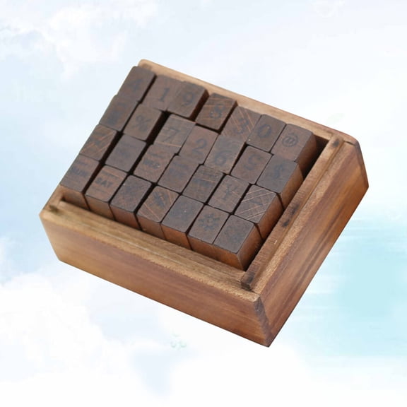 ELAYARD 1 Box Wooden Number Weather Stamps for Scrapbooking Diary Set