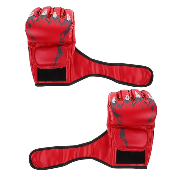 ELAYARD Red Fingerless Boxing Gloves with Integrated Molding for Safety
