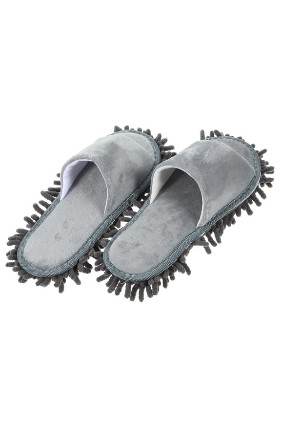 1 Pair Dusting Slippers Short Plush Floor Cleaning Open Toe Design For Household Use