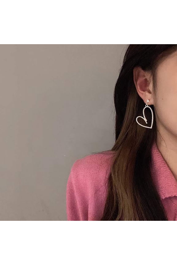 1 Pair Hoop Earring Alloy Heart Shape Female Ear Accessories Dance Performances