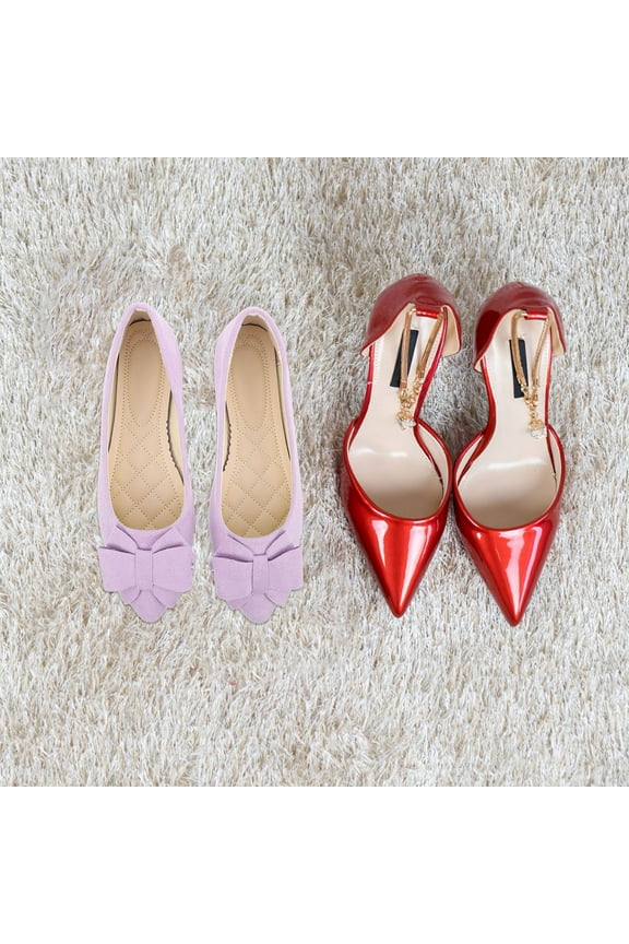Women Flats Pair Violet Suede Wedding Shoes Elegant Style Comfortable Daily Wear