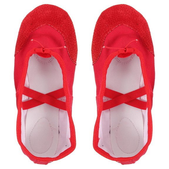 ELAYARD 1 Pair of Practice Dance Shoes for Women PU Red Elastic Band Design Ballet Style