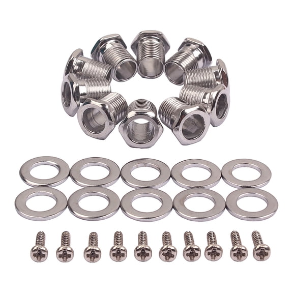 ELAYARD 1 Set Silver Threaded Bushing Ferrules Mounting Screws for Ukulele Guitar Tuning Pegs Improve Playability and Sound