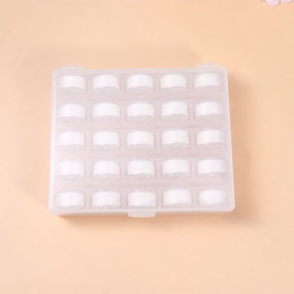 ELAYARD 1Set Lightweight White Bobbins for Sewing Machines with Thread Clear Plastic Material