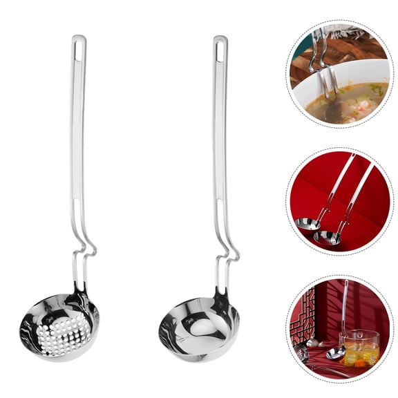 ELAYARD Stainless Steel Hot Pot Serving Spoon with Built-in Strainer, Kitchen Utensil Set for Home Cooking