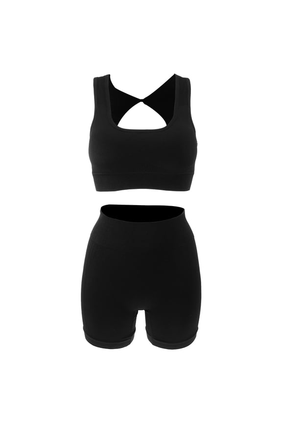 1 Set Outfits Stretchy Polyamide Workout Set for Daily Wear