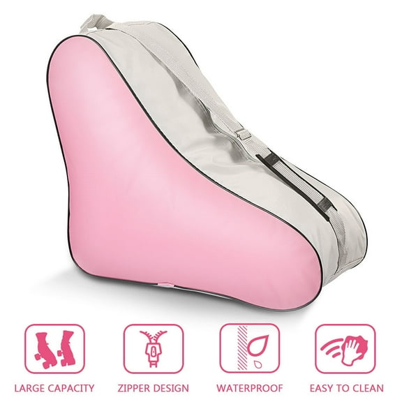 2Pcs Triangular Roller Skate Bag with Adjustable Shoulder Strap for Women Girls, Pink, 52x28cm Ice Skate Carrying Bag