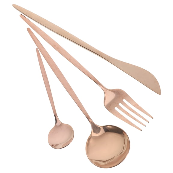 ELAYARD Stylish Rose Plated Gold Flatware Set, Durable Stainless Steel, Perfect for Family Dinners 1Set