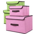 thumbnail image 1 of ELAYARD 1Set Clothes Storage Box Pink Foldable Organizer with Lid Breathable Material, 1 of 6