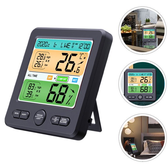 ELAYARD 1Set Compact Digital Temperature Humidity Monitor with Stable or and Easy Stand Design