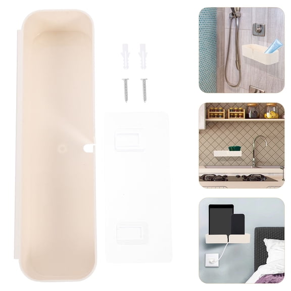 ELAYARD White Floating Wall Storage Organizer Box, Adhesive Mounted Space-Saving Solution for Home, Bathroom, Kitchen Use