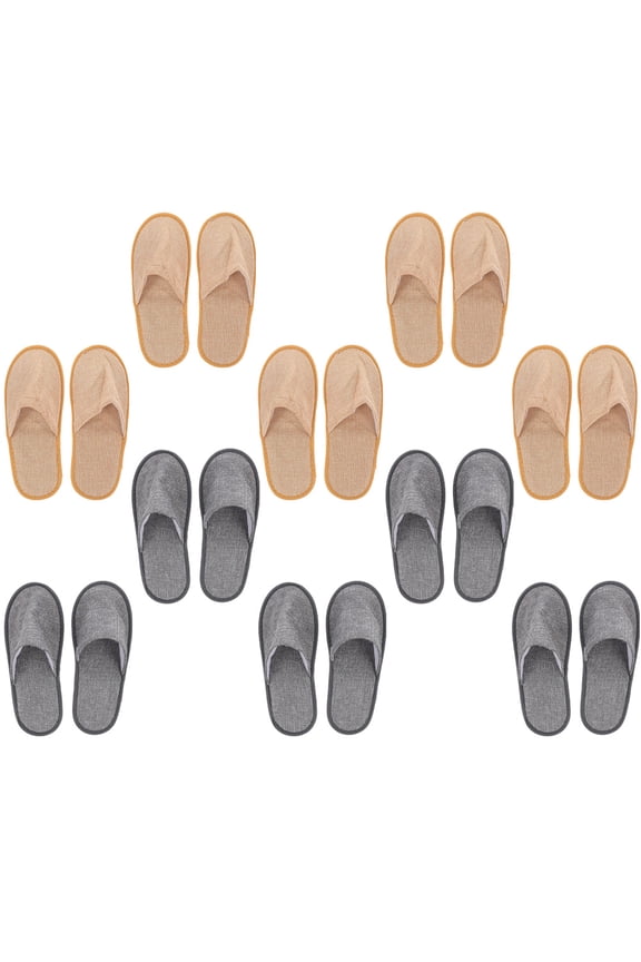 10 Pairs of Foldable Slippers Assorted Color Soft Indoor for Travel